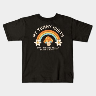 Positive Message Tummy Ache Comfort Tee - Rainbow & Mushroom Kids T-Shirt